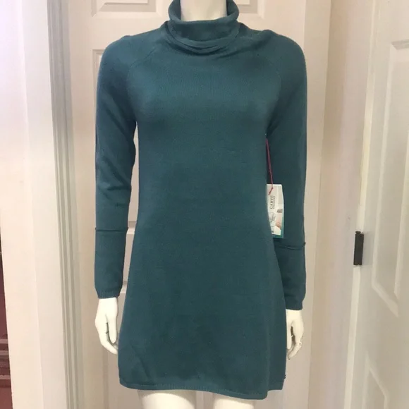 green empire line dress Elsie Turtleneck Dress in Green Stripe Green Mariner Stripe / 1X main image 1